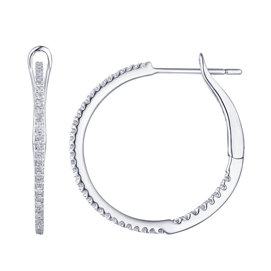 14k White Gold Inside Out Diamond Hoop Earrings 25mm