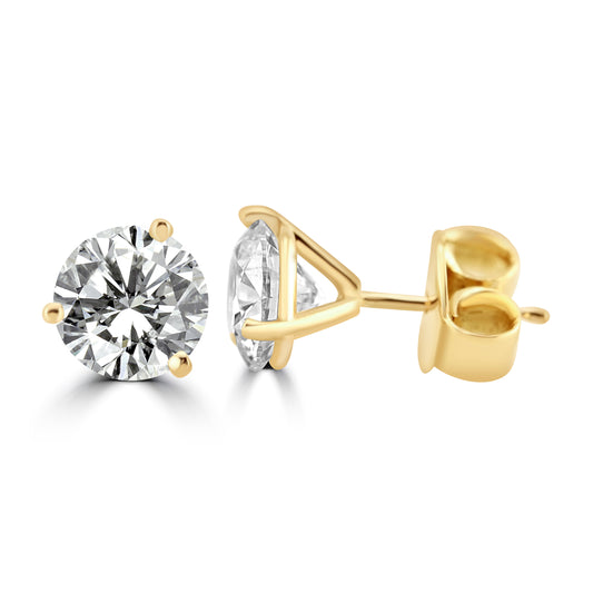 14k Yellow Gold 3.30ctw Lab Grown Round Diamond Stud Earrings