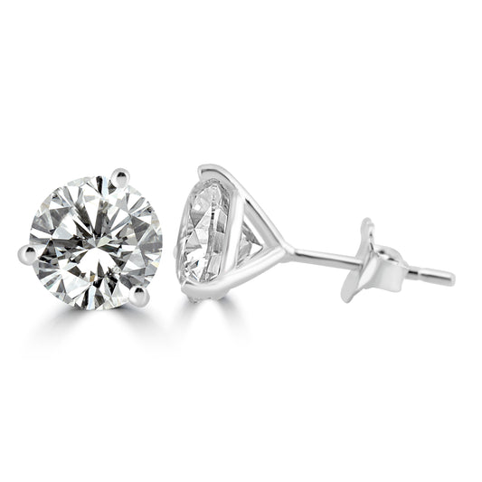14k White Gold 4.30ctw Lab Grown Round Diamond Stud Earrings