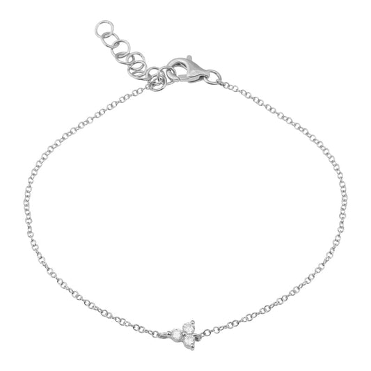 14k White Gold Trio Diamond Chain Bracelet