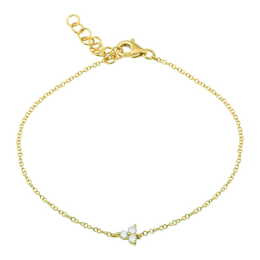 14k Yellow Gold Trio Diamond Chain Bracelet