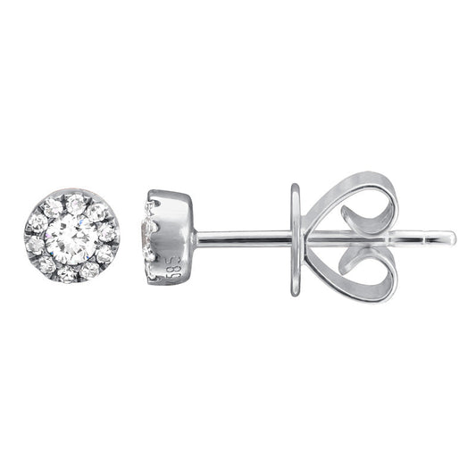 14k White Gold Mini Diamond Halo Stud Earrings