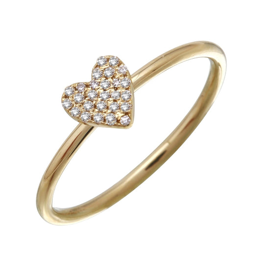 14k Yellow Gold Mini Heart Diamond Ring