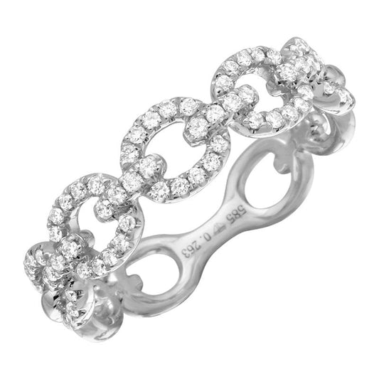 14k White Gold Link Diamond Ring