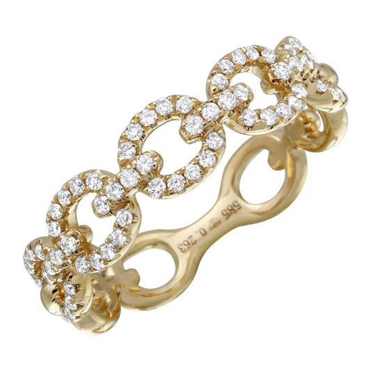 14k Yellow Gold Link Diamond Ring