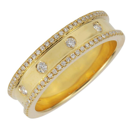 14k Yellow Gold Diamond Border Inlay Ring