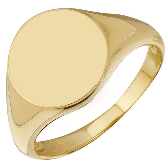 14k Yellow Gold Round Signet Ring