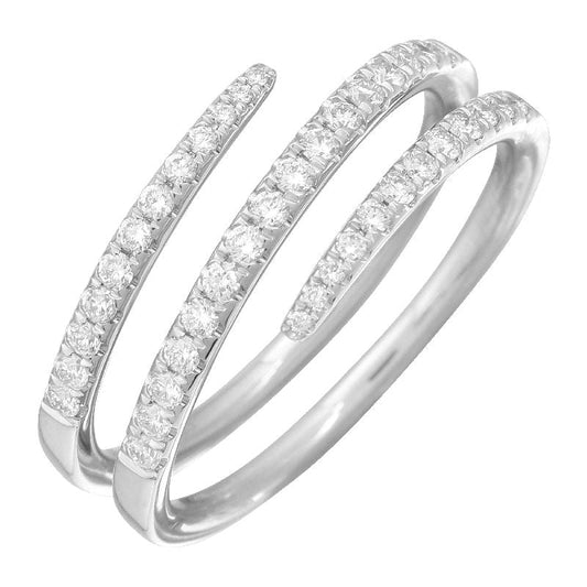14k White Gold Three Row Spiral Wrap Diamond Ring
