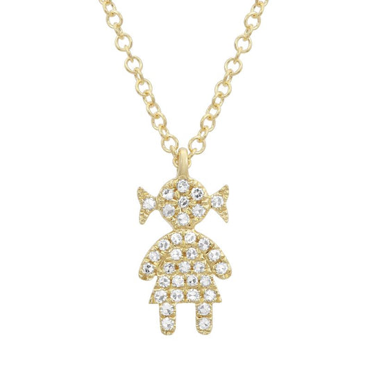 14k Yellow Gold Girl Kid Diamond Necklace