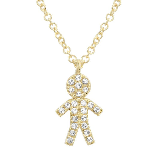 14k Yellow Gold Boy Kid Diamond Necklace