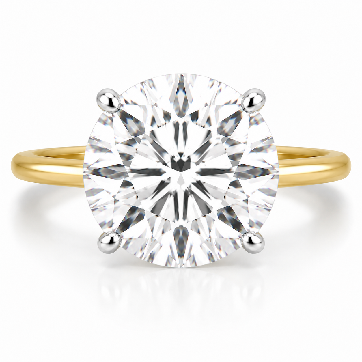14k Yellow Gold 5.00ct Lab Grown Round Diamond Solitaire Engagement Ri ...