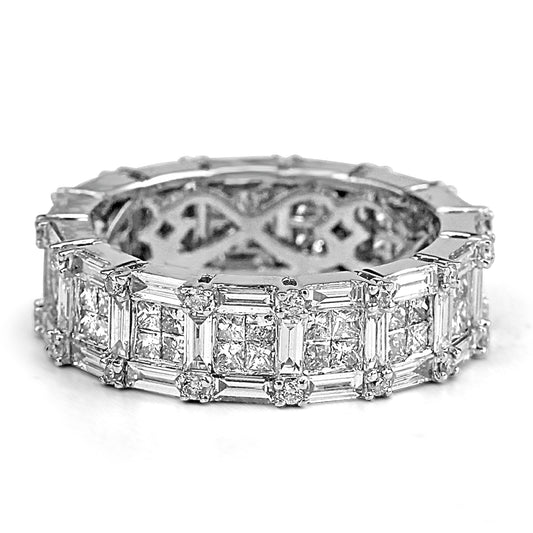 18k White Gold Multi Shape Diamond Eternity Band 3.10ctw