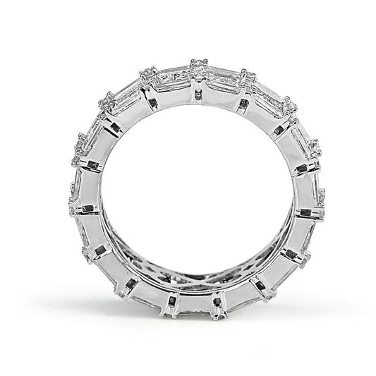18k White Gold Multi Shape Diamond Eternity Band 3.10ctw