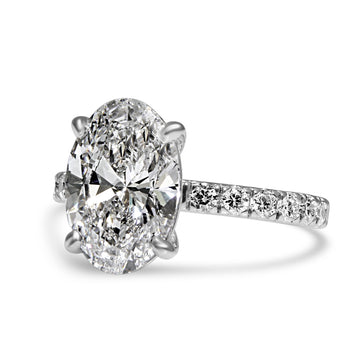 14k White Gold 2.50ct Lab Grown Oval Diamond Band Engagement Ring
