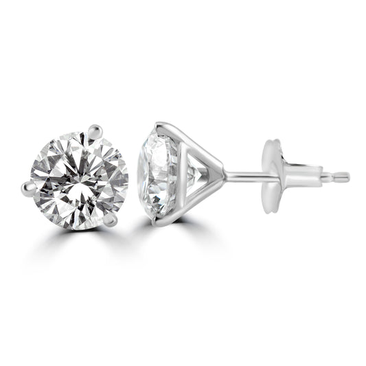 14k White Gold 2.50ctw Lab Grown Round Diamond Stud Earrings