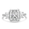 18k White Gold 5.00ctw Three Stone Lab Grown Elongated Radiant and Trapezoid Diamond Band Engagement Ring