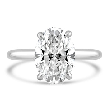 14k White Gold 3.00ct Lab Grown Oval Diamond Solitaire Engagement Ring