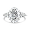 14k White Gold 6.00ctw Three Stone Lab Grown Oval and Pear Diamond Engagement Ring
