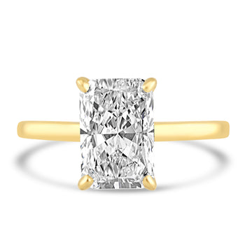 14k Yellow Gold 3.50ct Lab Grown Elongated Radiant Diamond Invisible Halo Solitaire Engagement Ring