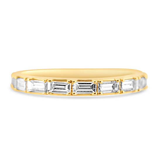 18k Yellow Gold Emerald Diamond East West Band .70ctw