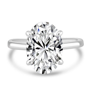 14k White Gold 3.50ct Lab Grown Oval Diamond Invisible Halo Solitaire Engagement Ring
