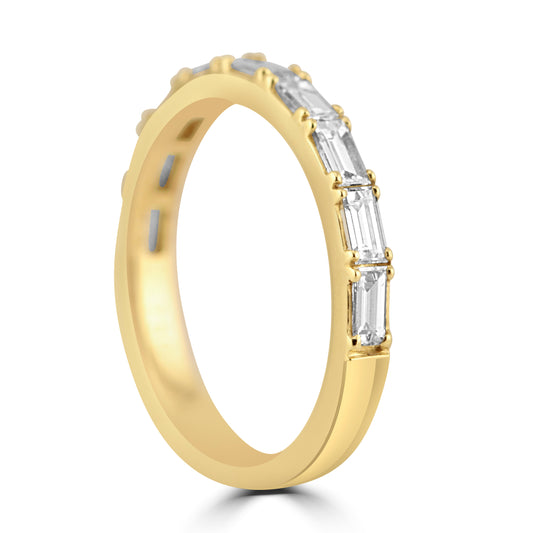 18k Yellow Gold Emerald Diamond East West Band .70ctw
