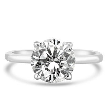 14k White Gold 3.00ct Lab Grown Round Diamond Solitaire Engagement Ring