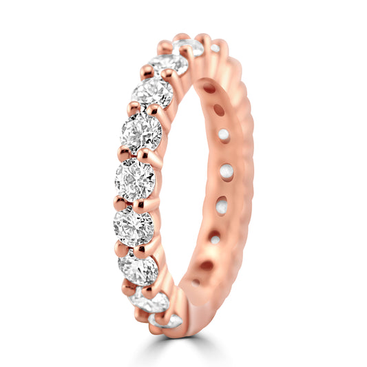 14k Rose Gold Round Diamond Eternity Band 2.00ctw