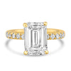 14k Yellow Gold 3.20ct Lab Grown Emerald Diamond Band Engagement Ring