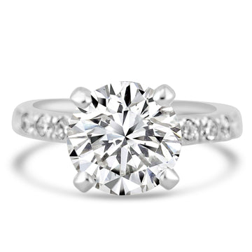 14k White Gold 2.70ct Lab Grown Round Diamond Invisible Halo Engagement Ring