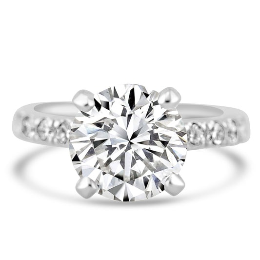 14k White Gold 2.70ct Lab Grown Round Diamond Invisible Halo Engagement Ring