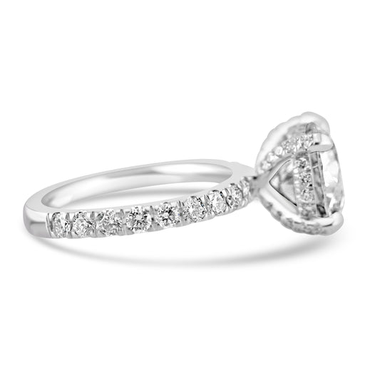 14k White Gold 2.70ct Lab Grown Round Diamond Invisible Halo Engagement Ring