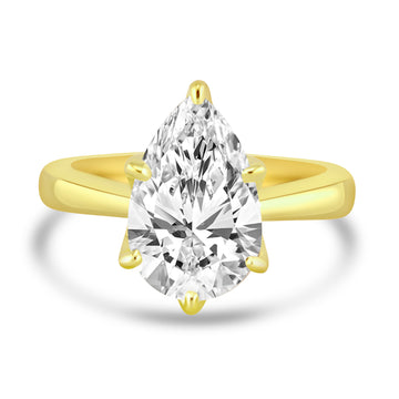 14k Yellow Gold 2.50ct Lab Grown Pear Diamond Solitaire Engagement Ring