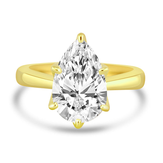 14k Yellow Gold 2.50ct Lab Grown Pear Diamond Solitaire Engagement Ring
