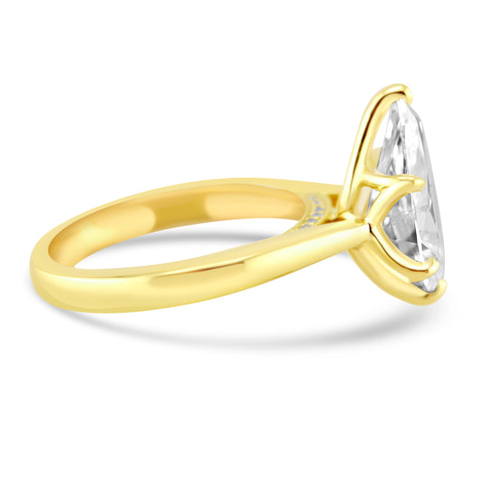 14k Yellow Gold 2.50ct Lab Grown Pear Diamond Solitaire Engagement Ring
