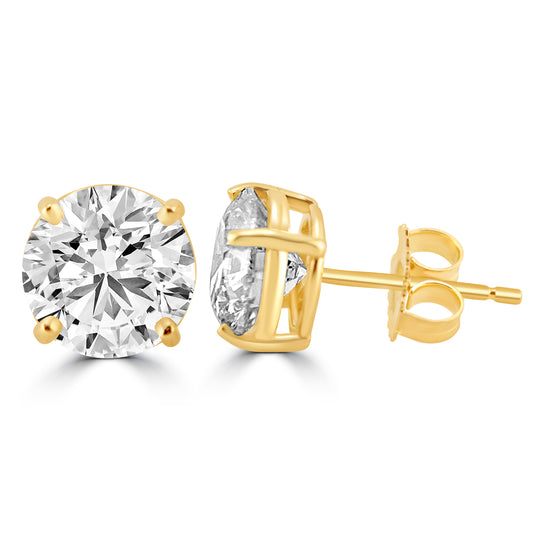 14k Yellow Gold 5.20ctw Lab Grown Round Diamond Stud Earrings