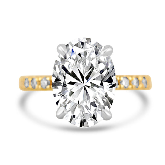 14k Yellow Gold 3.75ct Lab Grown Oval Diamond Engagement Ring