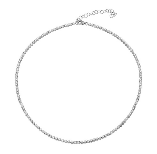 14k White Gold Mini Diamond Tennis Choker Necklace 2.00ctw