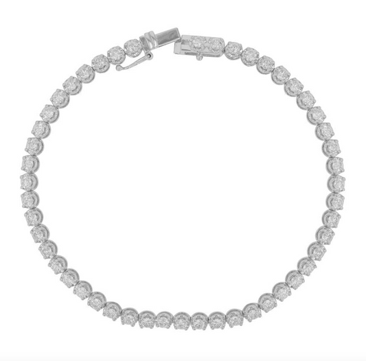 14k White Gold Crown Prong Diamond Tennis Bracelet 2.75ctw