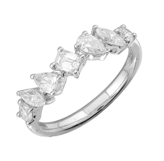 18k White Gold .90ctw Multi Shape Diamond Ring