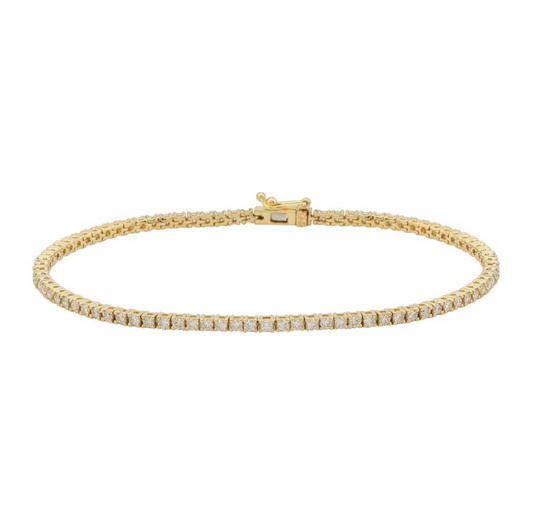 14k Yellow Gold Classic Diamond Tennis Bracelet 1.00ctw