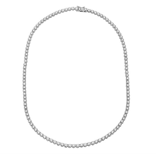14k White Gold 10.00ctw Crown Prong Diamond Tennis Necklace