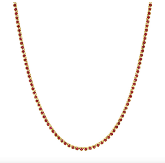 14k Yellow Gold 2.60ctw Ruby Tennis Necklace