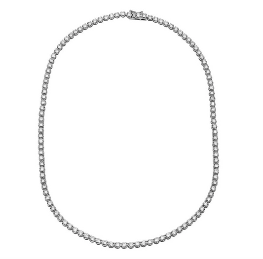 14k White Gold Crown Prong Diamond Tennis Necklace 6.75ctw