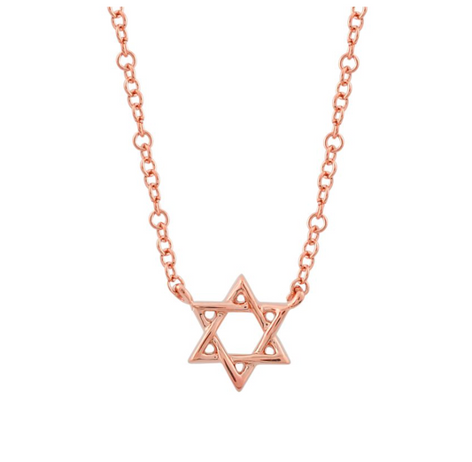 14k Rose Solid Gold Mini Star of David Necklace