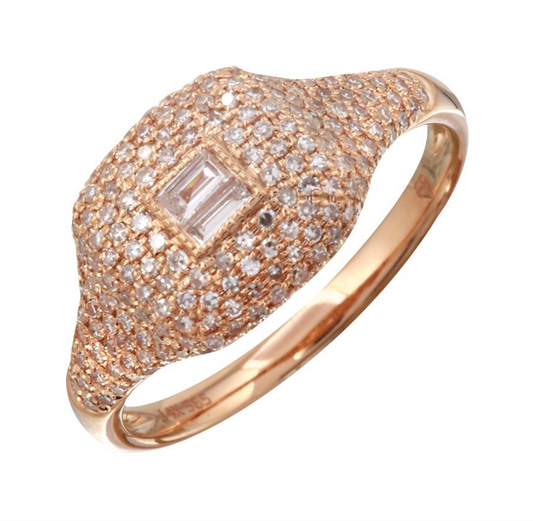 14k Rose Gold Diamond Signet Ring