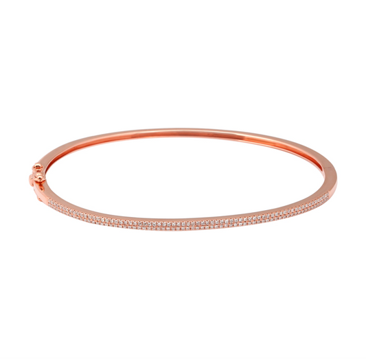 14k Rose Gold Double Row Diamond Bangle .30ctw