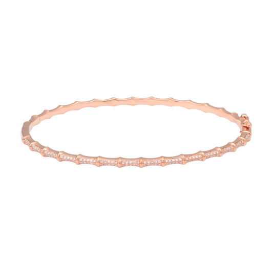 14k Rose Gold Diamond Bamboo Bangle .30ctw