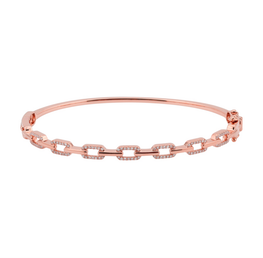 14k Rose Gold Halfway Link Diamond Bangle .25ctw