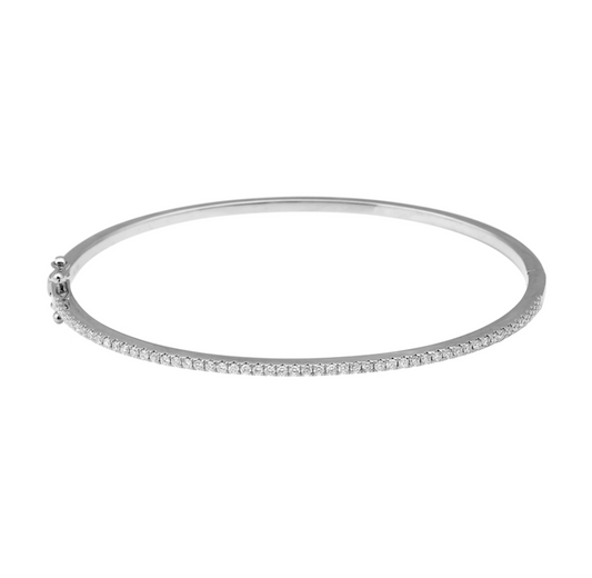 14k White Gold Diamond Bangle .50ctw